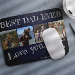 Fathers Day photo collage best dad ever custom Mouse Mat<br><div class="desc">BEST DAD EVER bold white typography on rustic dark navy blue chalkboard Happy Father's Day personalised mouse pad with your 4 photos,  your text,  and your signature.</div>