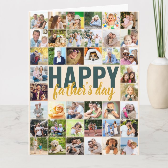 Father's Day Photo Collage Big Personalised Card Zazzle.co.uk