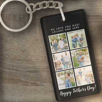 Father's Day Photo Collage Black Key Ring