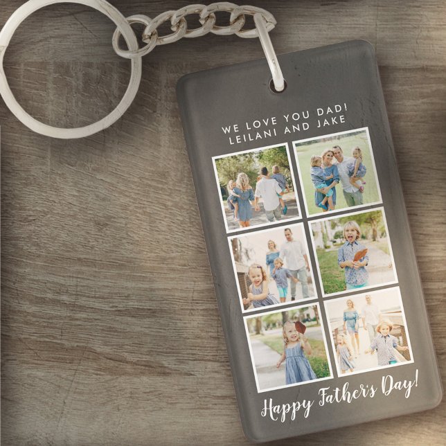 Father's Day Photo Collage Grey Key Ring (Creator Uploaded)