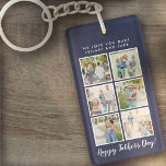 Father's Day Photo Collage Navy Blue Key Ring<br><div class="desc">Best dad script font with 6 family photo slots along with a custom message for your number 1 Dad.</div>