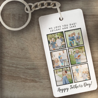 Father's Day Photo Collage White Key Ring