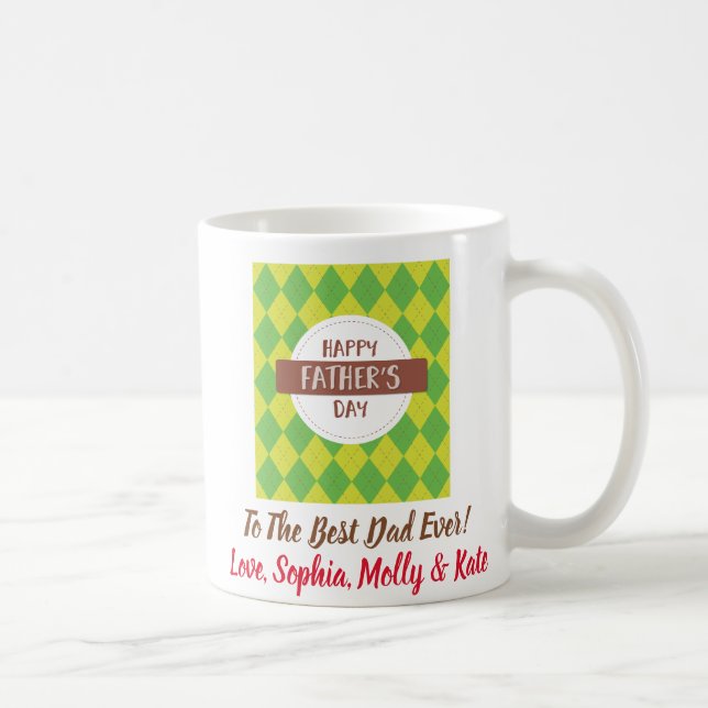 Father's Day Photo Dad Best Ever Plaid Coffee Mug (Right)
