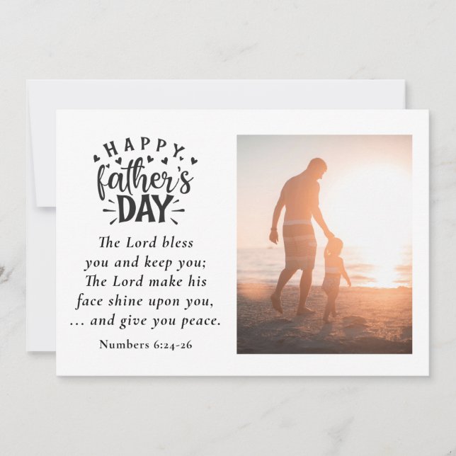 Father's Day Photo Lord Bless You Christian Bible  Holiday Card (Front)