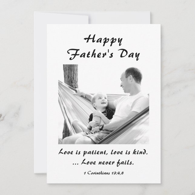 Father's Day Photo Love Christian Bible Verse Flat Holiday Card (Front)