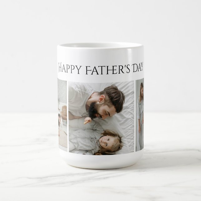 Father's Day Photo Mug – Custom 3 Photos & Text (Center)