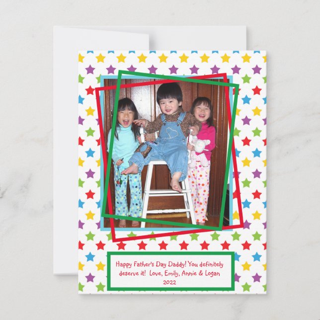  Father's Day Photo Template Colourful Stars (Front)