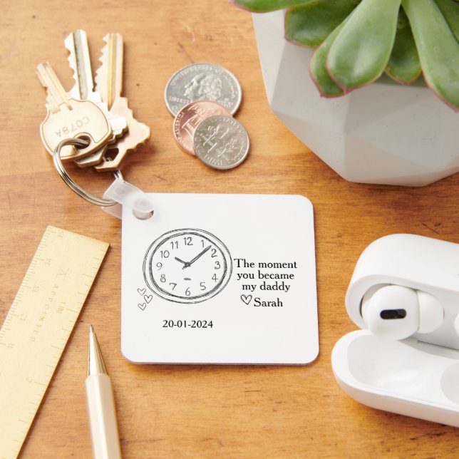 Father's Day Photo with Special Date and Message Key Ring (Desk)