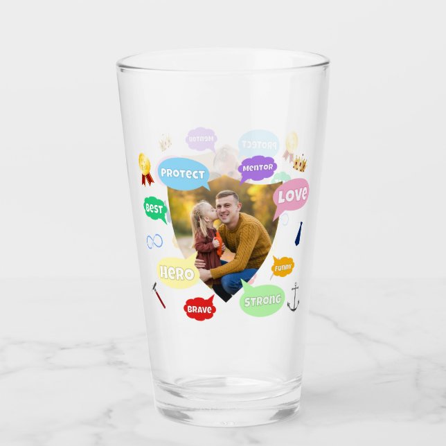 Fathers Day Photo Word Clouds Best Dad Father Glass (Front)