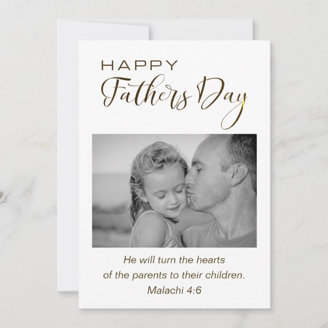 Father's Day Photograph Christian Bible Verse Flat Holiday Card (Front)