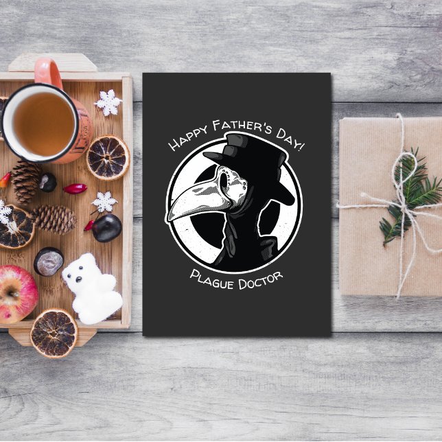 Father's Day Plague Doctor Bird Mask B/W Postcard (Creator Uploaded)