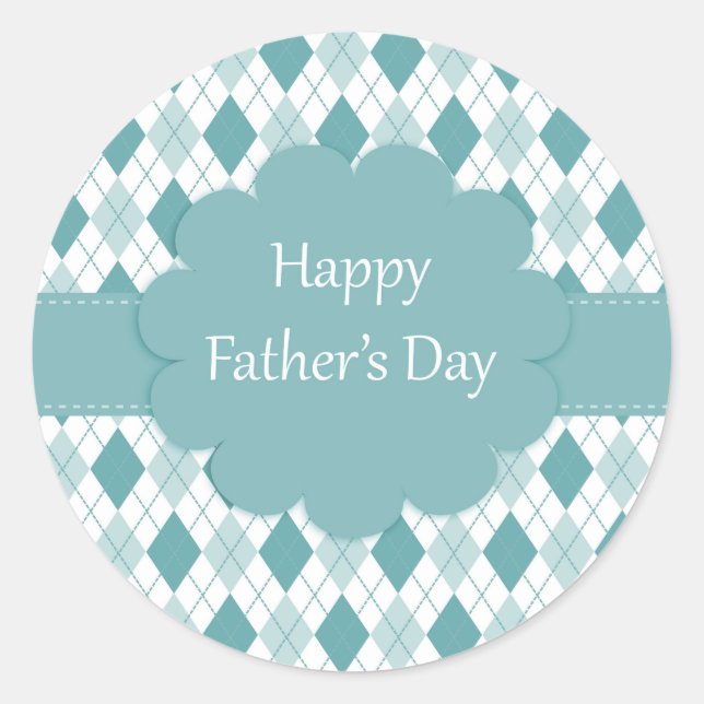 Fathers Day plaid Classic Round Sticker (Front)