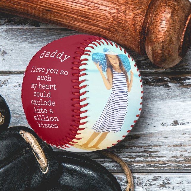 Fathers Day Poem and 2 Custom Photos Red and Grey Baseball (Creator Uploaded)