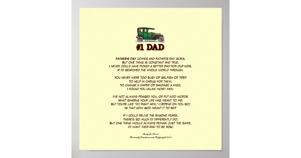 fathers day poem from wife poster zazzlecouk