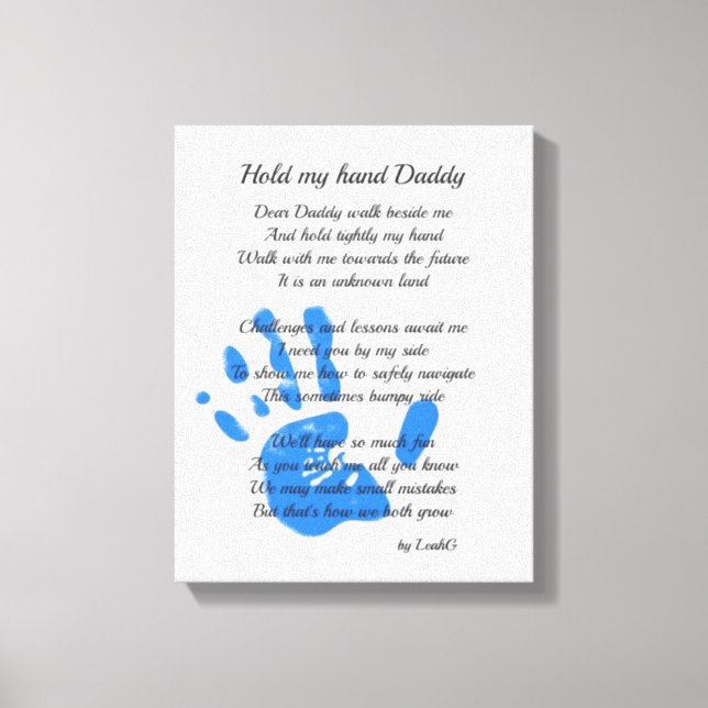 Fathers Day Poem - Hold My Hand Handprint Dad Gift Canvas Print (Front)