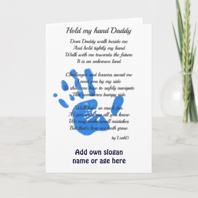 Fathers Day Poem - Hold My Hand Handprint Dad Gift Card (Front)