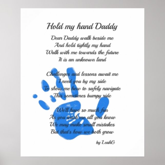 Fathers Day Poem - Hold My Hand Handprint Dad Gift Poster (Front)