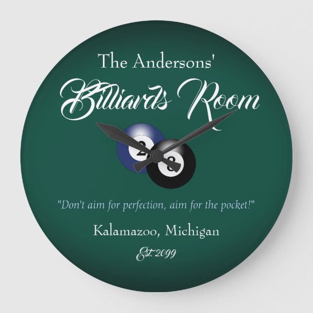 Father's Day Pool Table Room Pub Bar Large Clock (Front)