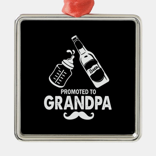 Father's Day Promoted To Grandpa Metal Tree Decoration (Front)