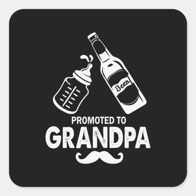 Father's Day Promoted To Grandpa Square Sticker (Front)