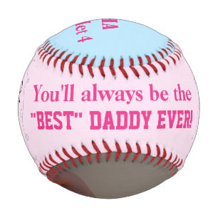 Father's Day Quadruplet Pink Blue Photo Baseball