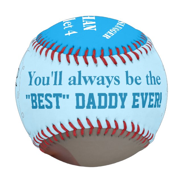 Father's Day Quadruplet Slugger Blue Baseball (Front)