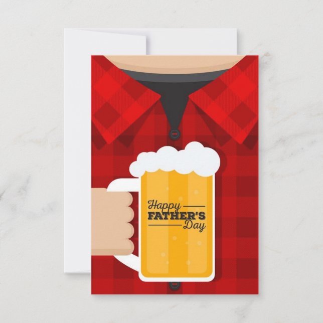 Fathers Day Red Chequered Shirt with Beer Card (Front)