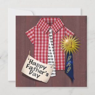 Father's Day Red Shirt with Barn Background Invitation