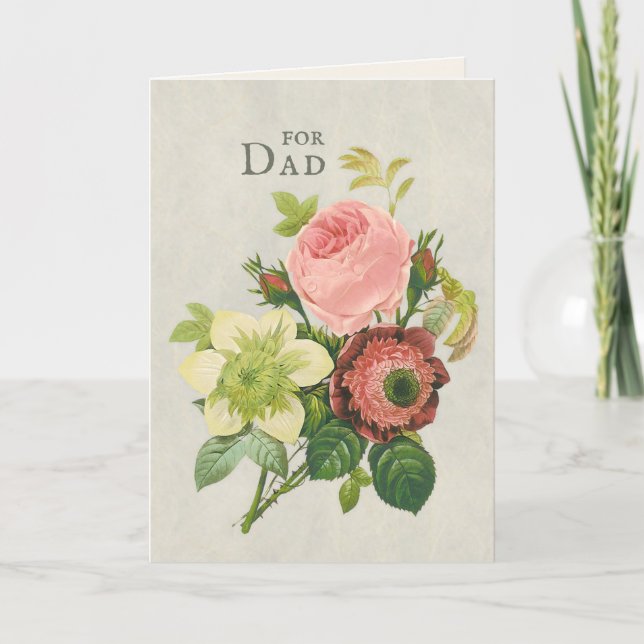 Father's Day Redouté Flower bouquet CC1119 Holiday Card (Front)