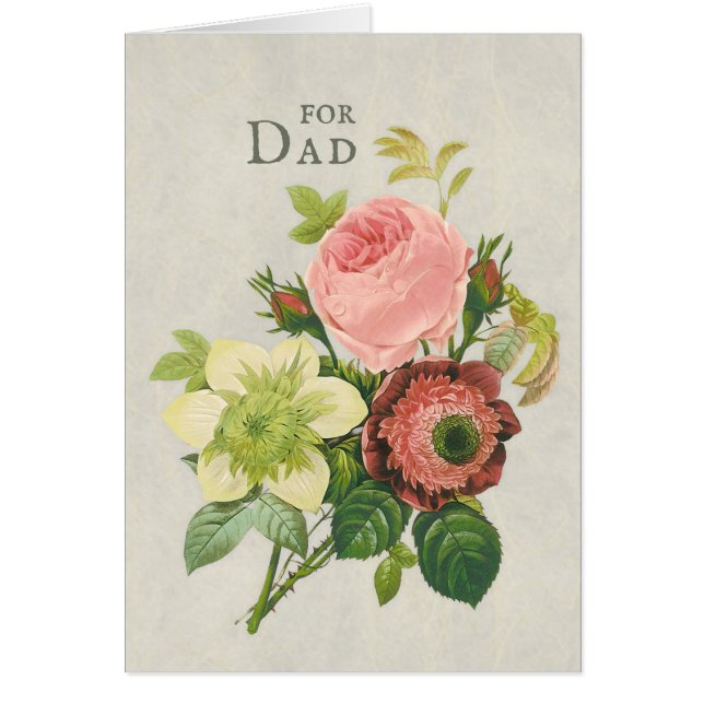 Father's Day Redouté Flower bouquet Greeting Card (Front)