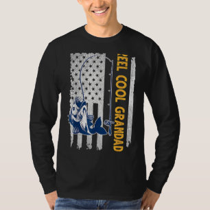 Father's Day Reel Cool Papa Fish American Flag Dad T-Shirt
