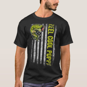Father's Day Reel Cool Papa Fish American Flag Dad T-Shirt