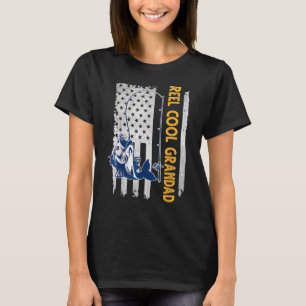 Father's Day Reel Cool Papa Fish American Flag Dad T-Shirt