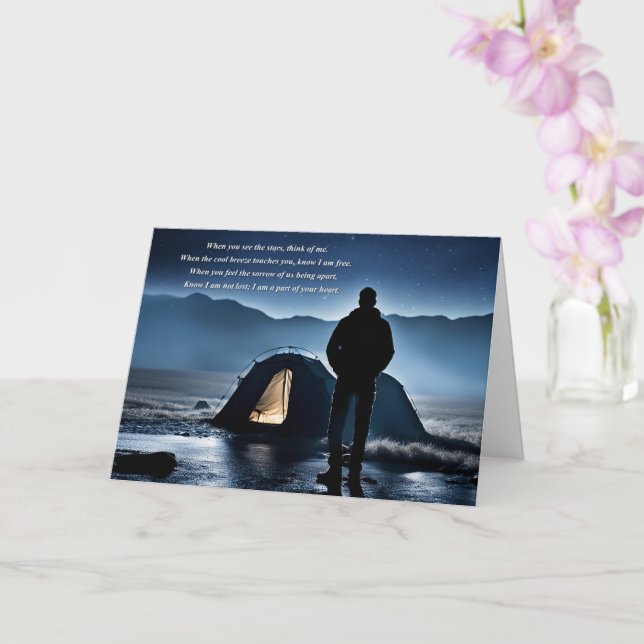 Fathers Day Remembrance Spiritual Poem Outdoors Card (Orchid)