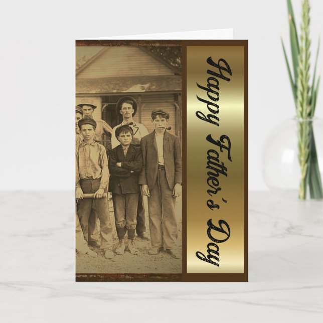 Fathers Day Retro 1920 Brown And Gold Folded Card  (Front)
