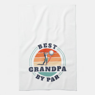 Fathers Day Retro Best Grandpa By Par Custom Tea Towel
