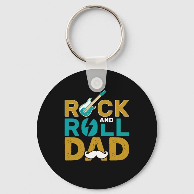 Father's Day Rock And Roll Dad Key Ring (Front)