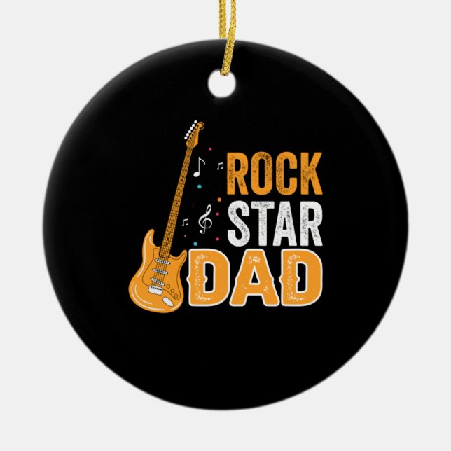Father's Day Rock Star Dad Ceramic Tree Decoration (Front)