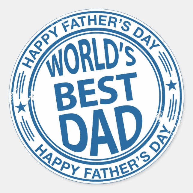 Father's day rubber stamp effect classic round sticker (Front)