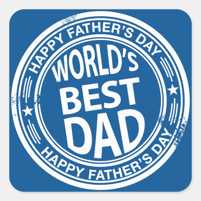 Father's day rubber stamp effect -white- square sticker (Front)