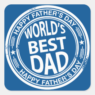 Father's day rubber stamp effect -white- square sticker
