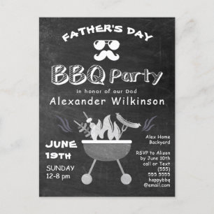 Father's Day Rustic Chalkboard BBQ Invitation Postcard