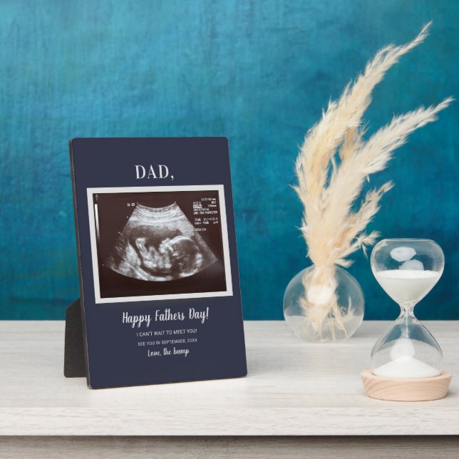 Fathers Day Script Baby Ultrasound Photo Dad Plaque (Side)