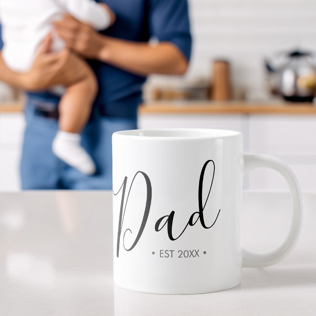 Father's Day Script Dad Personalised Large Coffee Mug (Father's Day Script Dad Personalized Giant Coffee Mug)
