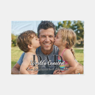 Father's Day Script World's Greatest Dad Photo Fleece Blanket