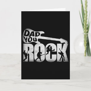 Fathers Day Shirt Funny Dad You Rock Guitar Vintag Card