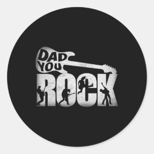 Fathers Day Shirt Funny Dad You Rock Guitar Vintag Classic Round Sticker