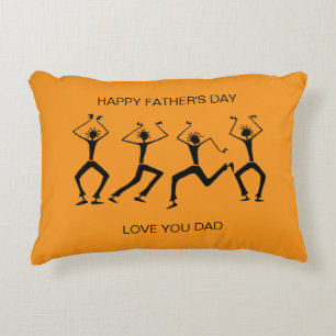 Father's Day, Silhouette Happiness Party Dancers Decorative Cushion