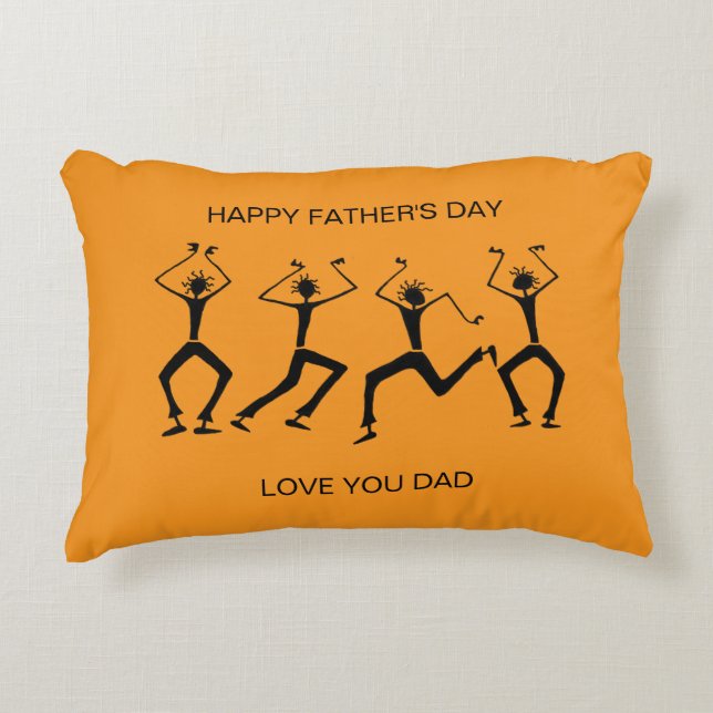 Father's Day, Silhouette Happiness Party Dancers Decorative Cushion (Front)