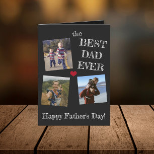 Father's Day simple 3 photo collage best dad ever Card